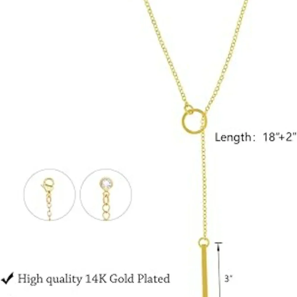 Silver Beaded Drop Necklace Trendy Lariat Y‎ Dainty Chain Jewelry Classy Popular